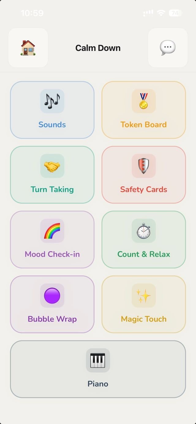 Mozhima Calm Down toolkit on iPhone