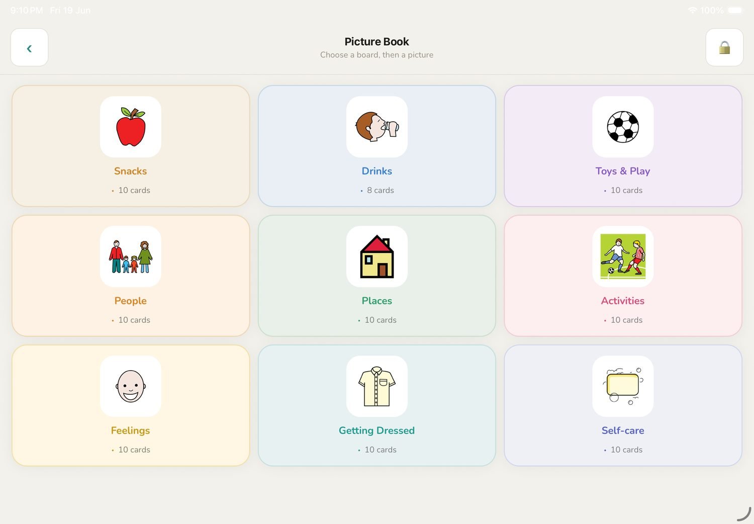Mozhima picture board on iPad